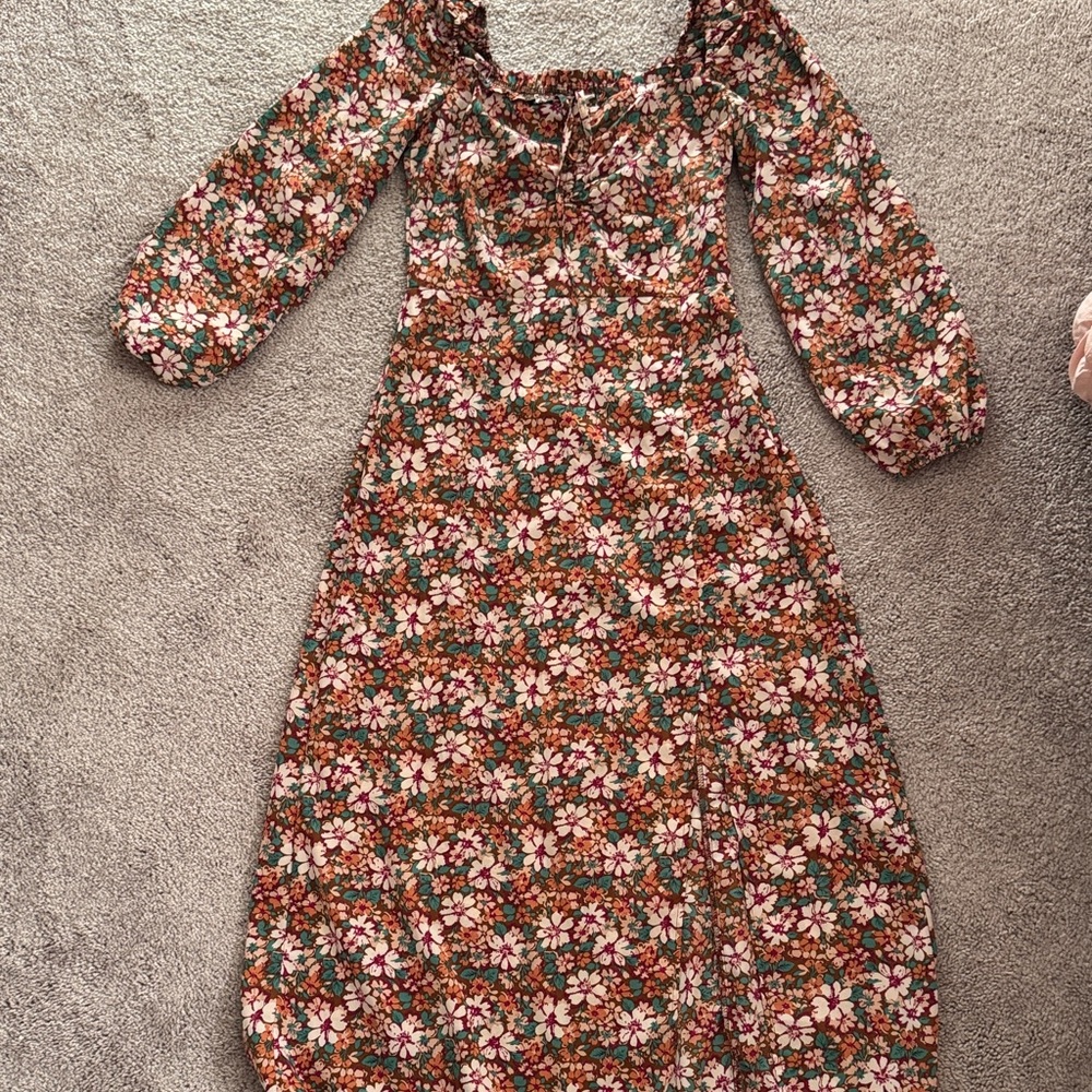 SHEIN Multicolor Floral Long Sleeve Dress